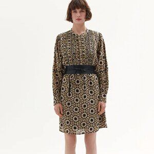 HARTFORD black blue yellow print relaxed shirt dress